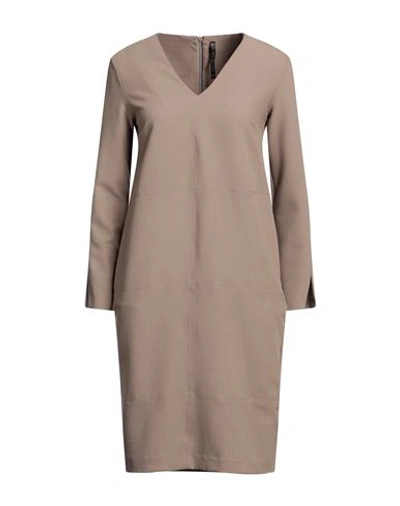 Shop Manila Grace Woman Mini Dress Light Brown Size 10 Polyester, Viscose, Elastane In Beige