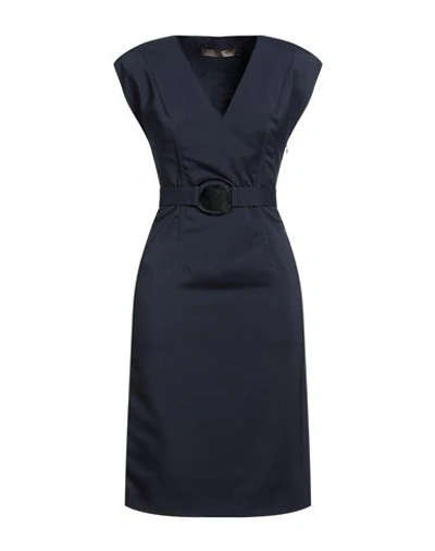 Simona Corsellini Woman Midi Dress Midnight Blue Size 2 Polyester, Viscose, Elastane In Blue
