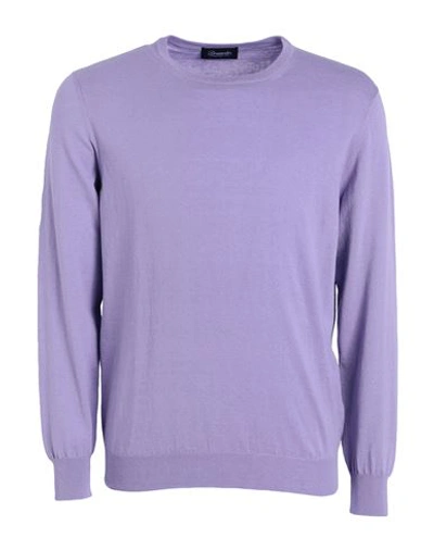 Shop Drumohr Man Sweater Lilac Size 44 Cotton, Linen In Purple