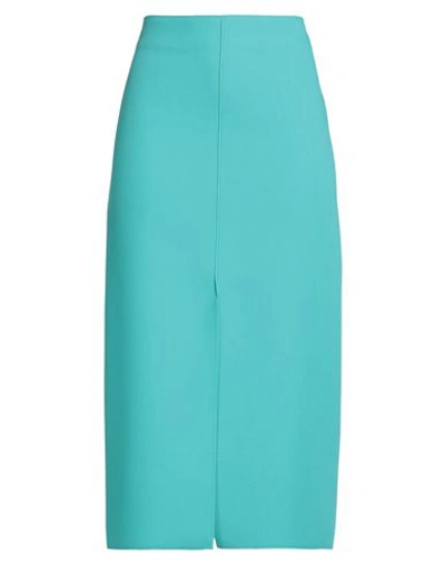 Shop Msgm Woman Midi Skirt Turquoise Size 6 Polyester, Viscose, Elastane In Blue