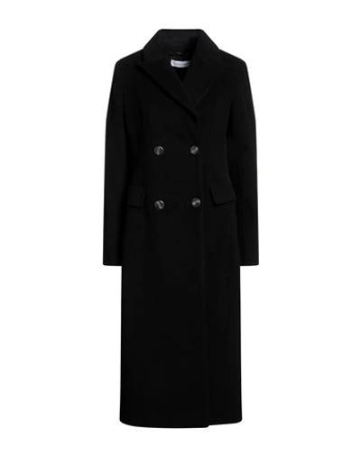 Shop Caractere Caractère Woman Coat Black Size 10 Wool, Polyamide, Cashmere