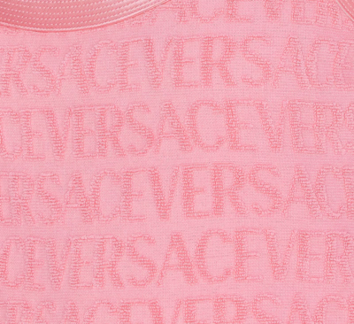 Shop Versace Allover Logo Safety Pin Top In Pink