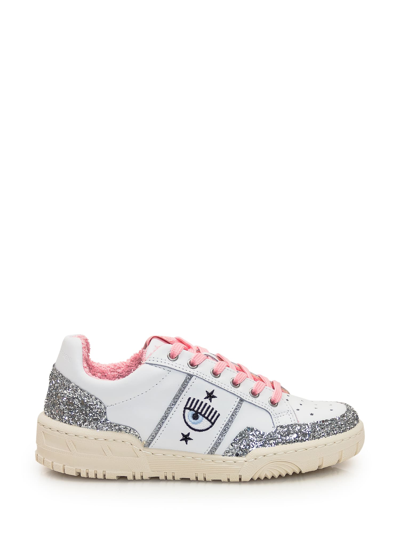 Shop Chiara Ferragni Sneaker Cf-1 Glitter In White-silver