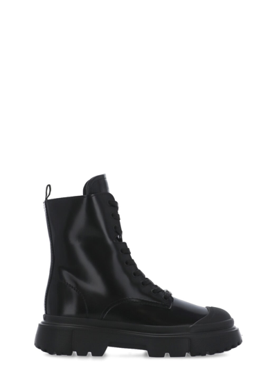 Shop Hogan H619 Combat Boots In Black