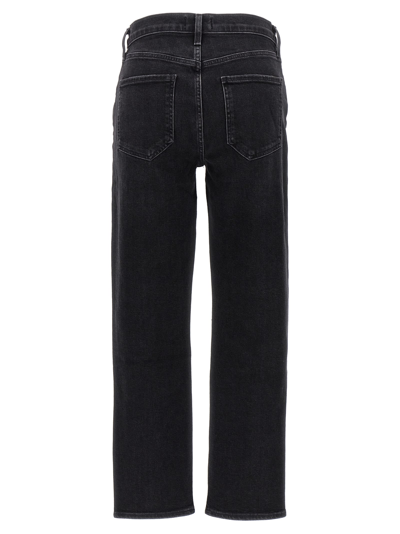 Shop Agolde Riley Long Jeans In Black
