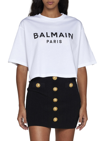 Shop Balmain T-shirt In Blanc Noir