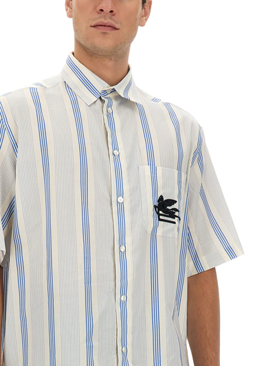 Shop Etro Shirt With Logo In Azzurro