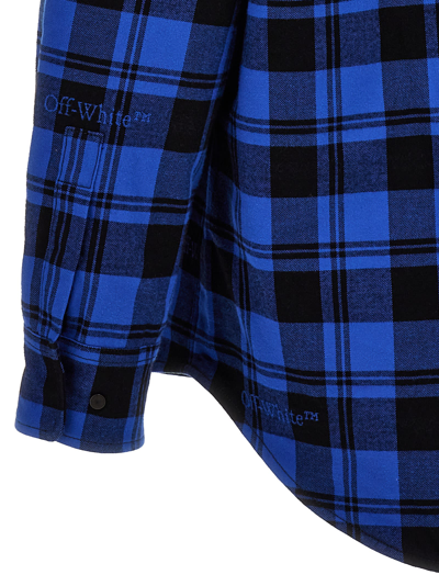 Shop Off-white Check Flannel Overshirt In Blue