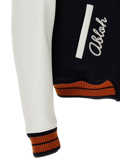 Off-white Off White™ Black Leather And Wool Bomber Jacket