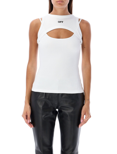 Shop Off-white Off Stamp Rib Round Rowing Top In White/black