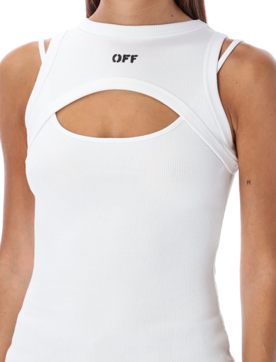 Shop Off-white Off Stamp Rib Round Rowing Top In White/black