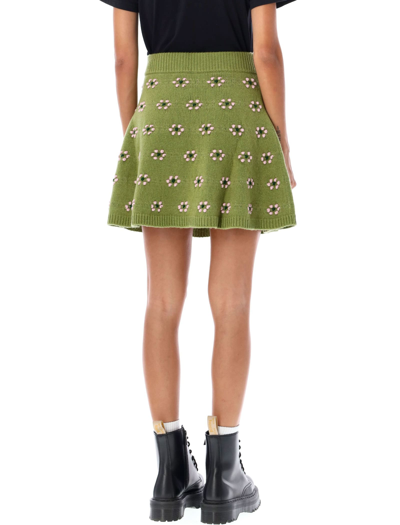 Shop Kenzo Flower Mini Skirt In Olive