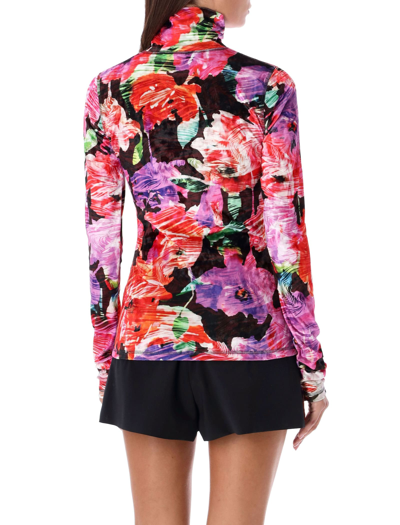 Msgm Abstract-pattern High-neck Jumper In Fucsia Flower