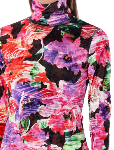 Msgm Abstract-pattern High-neck Jumper In Fucsia Flower