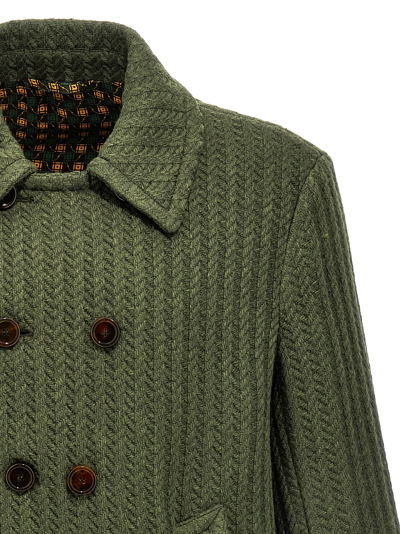 Shop Etro Double-breasted Coat In Green