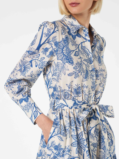 Shop Mc2 Saint Barth Woman Long Dress Jensen With Flower Print In Blue