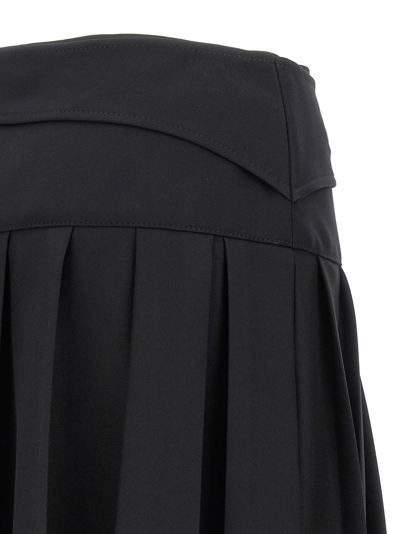 Shop Off-white Pleated Midi Skirt In Black