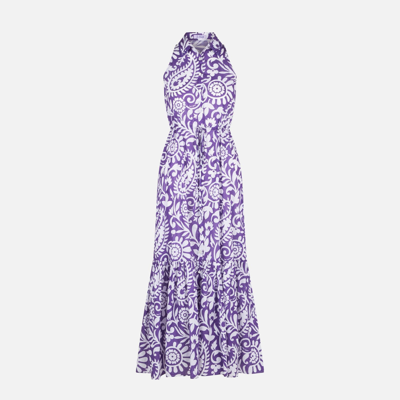 Mc2 Saint Barth Woman Halterneck Dress With Paisley Print In Pink