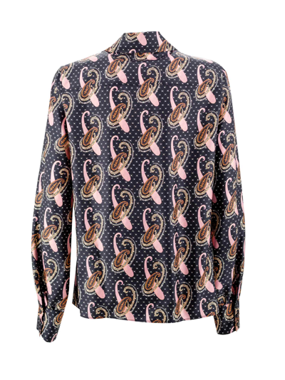 Shop Etro Twill Shirt In Paisley In Nero