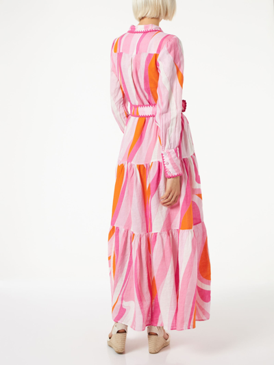 Mc2 Saint Barth Multicolor Shape Wave Dress With Embroideries In Pink