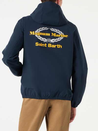 Shop Mc2 Saint Barth Man Hooded Lightweight Windbreaker Magnum Marine Special Edition In Blue