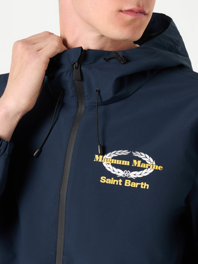 Shop Mc2 Saint Barth Man Hooded Lightweight Windbreaker Magnum Marine Special Edition In Blue