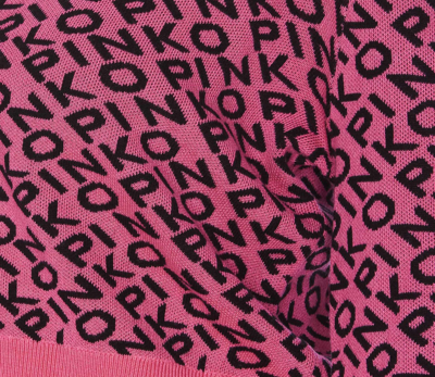 Shop Pinko Jacquard Logo Cardigan In Pink