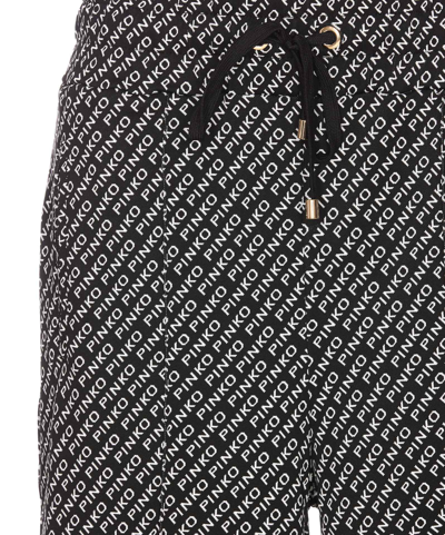 Shop Pinko Wide Jacquard Logo Pants In Black