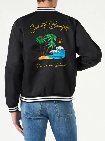 Shop Mc2 Saint Barth Man Black Jacket With Saint Barth Island Embroidery
