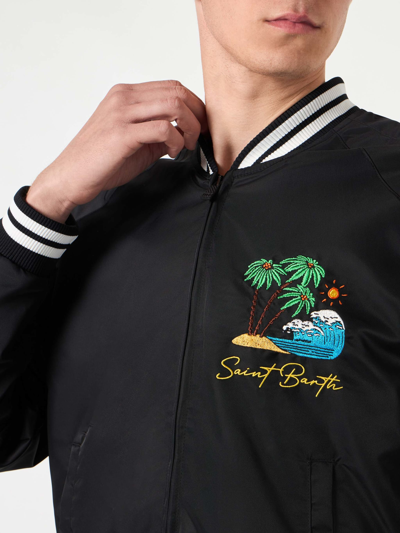 Shop Mc2 Saint Barth Man Black Jacket With Saint Barth Island Embroidery