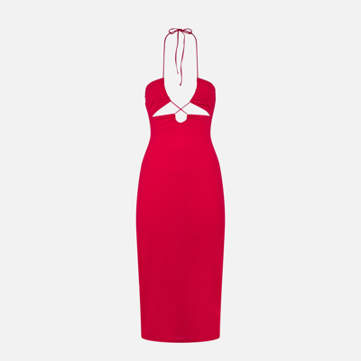 Shop Mc2 Saint Barth Longuette Cutout Fuchsia Dress Farah In Pink