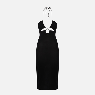 Mc2 Saint Barth Cut-out Detail Midi Dress In Black