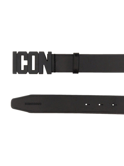 Shop Dsquared2 Icon Plaque Buckle Belt In Black