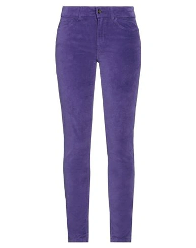 Shop Liu •jo Woman Pants Purple Size 26 Cotton, Elastane
