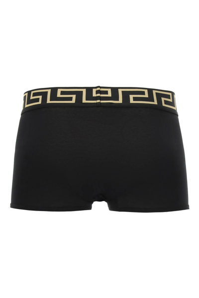 Shop Versace Tri-pack Trunks In Black Gold Greek Key (black)