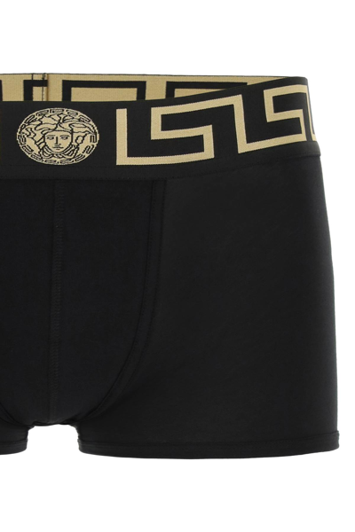 Shop Versace Tri-pack Trunks In Black Gold Greek Key (black)