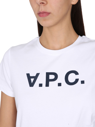 Shop Apc T-shirt With Logo In Bianco