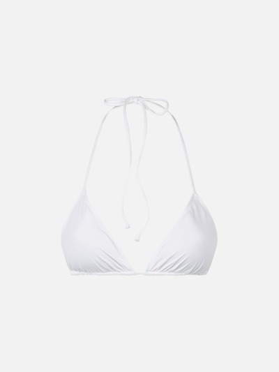 Mc2 Saint Barth Woman White Crinkle Triangle Top Swimsuit In White