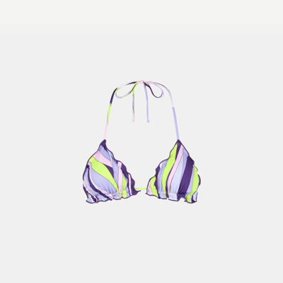 Mc2 Saint Barth Woman Triangle Top With Shape Wave Print In Pink
