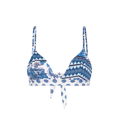Mc2 Saint Barth Woman Triangle Top With Gipsy Print In White