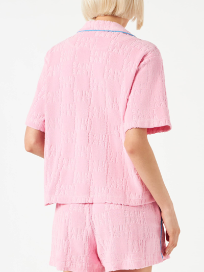 Mc2 Saint Barth Woman Terry Embossed Shirt With Piping In Pink