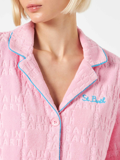 Mc2 Saint Barth Woman Terry Embossed Shirt With Piping In Pink