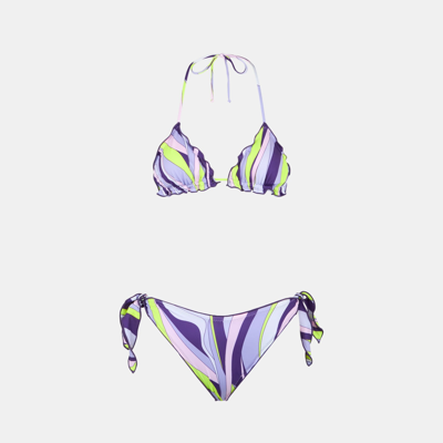 Mc2 Saint Barth Woman Swim Briefs With Shape Wave Print In Pink