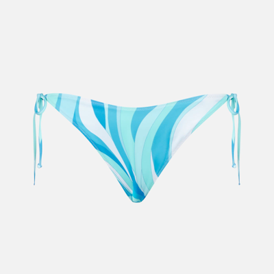 Shop Mc2 Saint Barth Woman Swim Briefs With Light Blue Wave Pattern