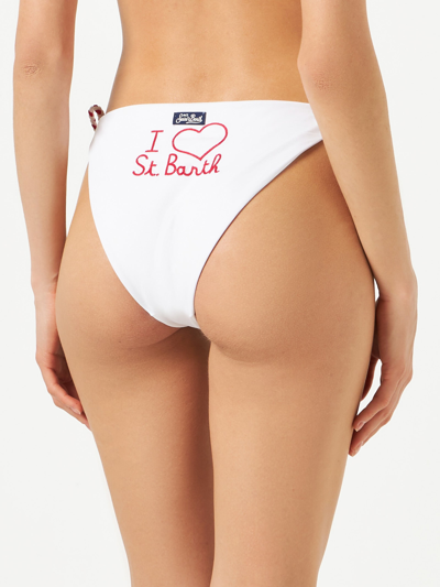 Mc2 Saint Barth Woman Swim Briefs With Geometric Print In White