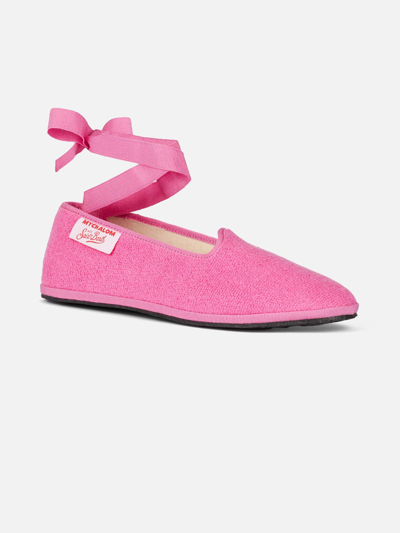 Shop Mc2 Saint Barth Woman Pink Terry Slipper Loafer My Chalom Special Edition