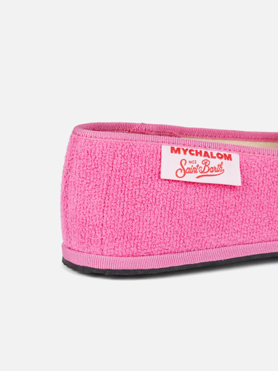 Shop Mc2 Saint Barth Woman Pink Terry Slipper Loafer My Chalom Special Edition