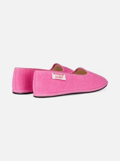 Shop Mc2 Saint Barth Woman Pink Terry Slipper Loafer My Chalom Special Edition