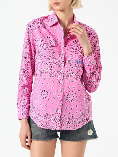 Mc2 Saint Barth Woman Pink Shirt With Bandanna Print In Pink