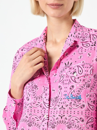 Shop Mc2 Saint Barth Woman Pink Shirt With Bandanna Print